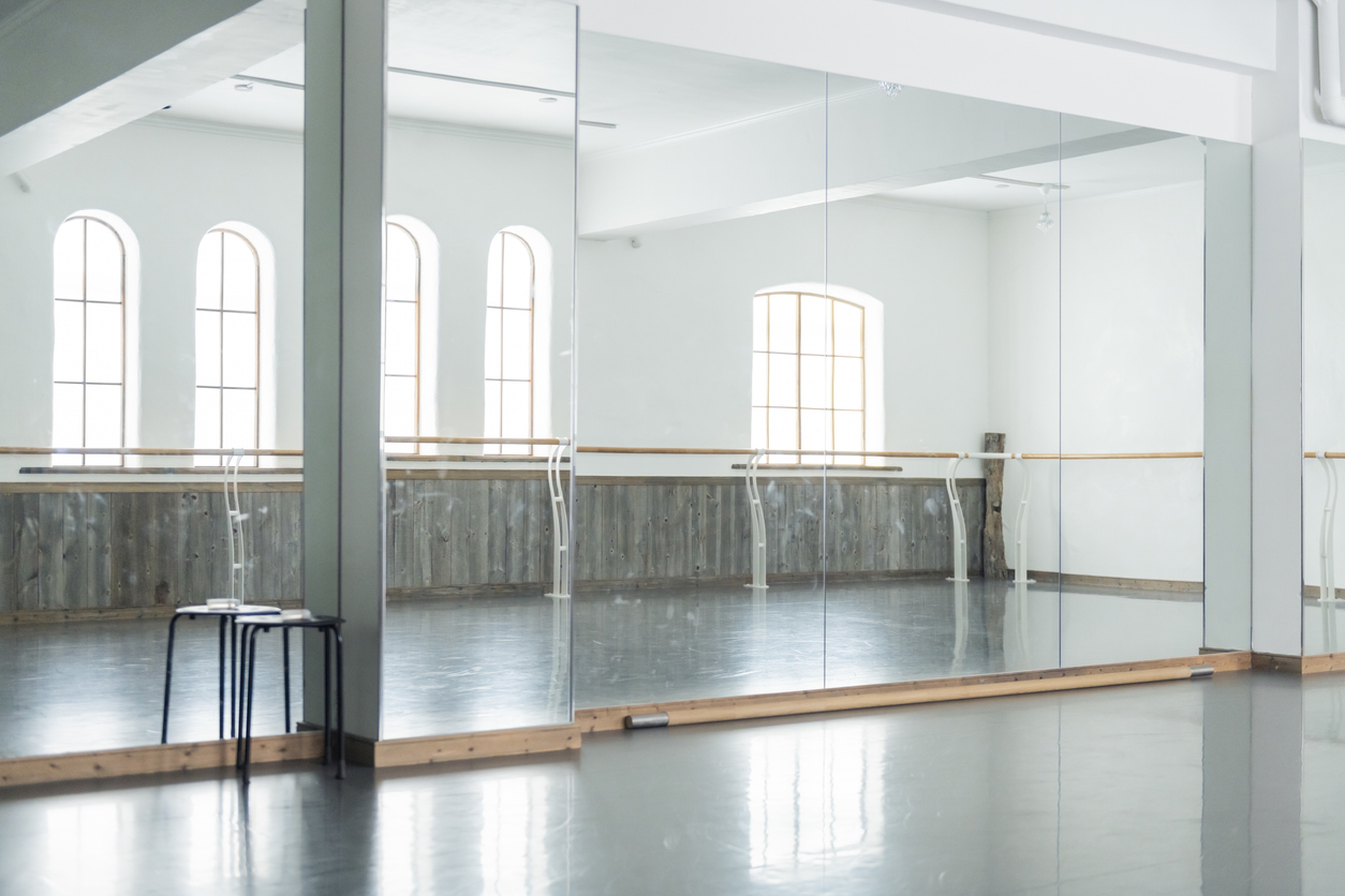 Dance studio with mirrors on the wall